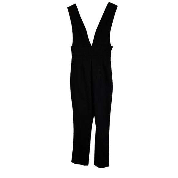 by the way Gloria Jumpsuit Womens Size S Black Low Deep V Neck Date Night Sexy - Picture 4 of 10